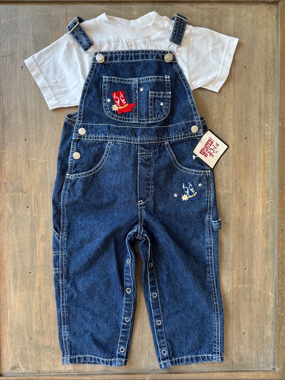 Vintage Wanted! Kids denim bib overalls with white tee